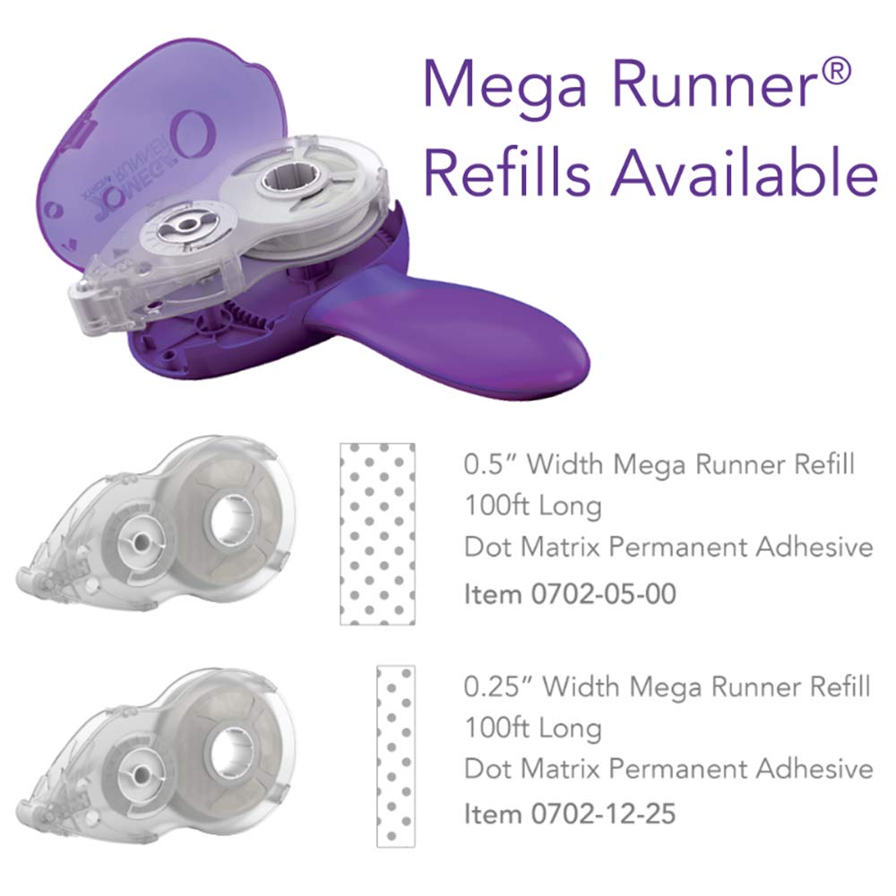 Xyron Mega Runner, Permanent Adhesive Tape Dispenser, Refillable, 1/2