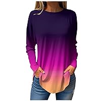 Women's Tops Summer Tops for Women 2024 - Plus Size Going Out Tops for Women-Round Neck Printed Pattern Tunic Tops