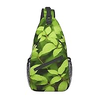 Leaf Print Pattern Print Cross Chest Bag Diagonally,Sling Backpack Fashion Travel Hiking Daypack Crossbody Shoulder Bag For Men Women