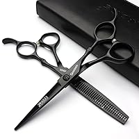 6 Inch Black Hairdressing Scissors Salon Hairdressing Tool Stainless Steel Hair Cutting Hair Thinning Hairdressing Scissors (6 inch 2PC-A)