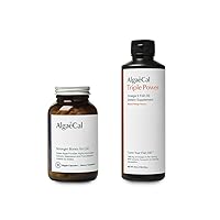 Bundle - Plant Based Calcium Supplement with Vitamin D3 for Bone Health & Strength & Triple Power Omega-3 Fish Oil Natural Liquid Emulsion with EPA & DHA, Curcumin, Astaxanthin