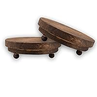 2 Pcs Wood Riser - 4'' Display Riser for Farmhouse Decor, Tiered Tray Decor Accessories, Round Display Stand for Home Decor, Rustic Pedestal Stand for Tiered Tray Decorations