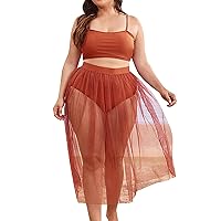 Bathing Suit Cover Up for Women Pants Sets Plus Size Swimsuits Color Sexy Mesh Skirt Bikini Set for Swimming A