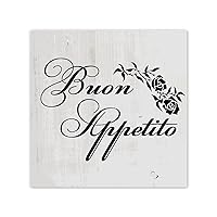 Autravelco Buon Appetito Quote Motto Canvas Wall Art Prints Family Wall Art Decorative Home Decor Picture for Living Room Bedroom Dining Room Vintage Decoration Ready to Hang 12x12 Inch