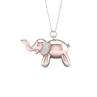 Sterling Silver 1/10ct TDW Diamond Elephant Balloon Pendant Necklace (I-J,I2)