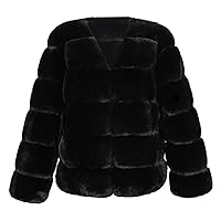Womens Puffy Faux Fur Cropped Coats Fluffy Fuzzy Long Sleeve Cardigan Winter Fashion Casual Solid Jacket Outerwear