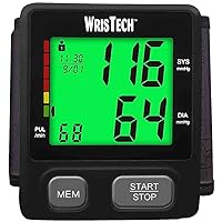WrisTech Color Coded Wrist Blood Pressure Monitor - Black – w/Color Indicator and Automatic Display