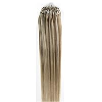 Loop Double Silicone Micro Ring Beads Tipped Remy Human Hair Extensions Straight Hair 1g/s(18''100s,#M12/613)