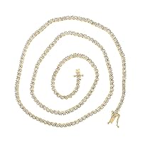 The Diamond Deal 14kt Yellow Gold Mens Round Diamond 18-inch Tennis Chain Necklace 3-1/4 Cttw