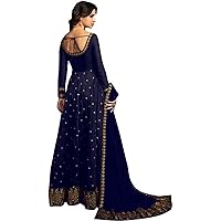 Jessica-Stuff Embroidered Silk Blend Semi Stitched Anarkali Gown (607) Blue