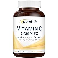 Vitamin C Complex, 1000mg VC with Citrus Bioflavonoids, Rose HIPS, Echinacea & Turmeric, Immune Support, Antioxidant Protection, Collagen Production, 90 Tabs