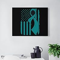 Cervical Cancer Awareness Flag Cute Canvas Picture Print Painting Wall Art Framed for Bedroom Office Artwork Decor