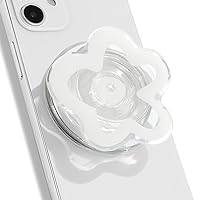 OnTheGrip Cute Transparent Acrylic Daisy Flower Design Collapsible Mobile Phone Grip Stand Holder for Smartphone Tablet Cell Phone Accessory (White)