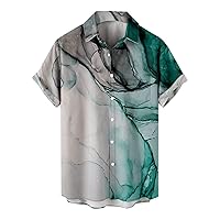 Men's Button Up Short Sleeve Casual Lapel Beach Holiday Wear Fashion Shirt Hawaiian Short-Sleeved for Men, M-4XL