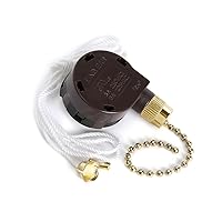 Ceiling Fan Switch Set Zing Ear ZE-268S5 4 Speed 5 Wire Pull Chain Ceiling Fan Switch Speed Control Switch with Rope for Ceiling Fans, Wall Lamps, Cabinet Light, Brass