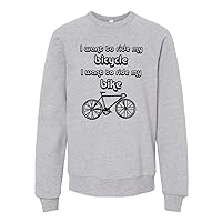 I Want To Ride My Bicycle/Bike/Queen, Long Sleeve Unisex Kids' Sweatshirt, Unisex Graphic Sweatshirt, Shirts With Sayings, Heather Gray or Mauve (S, Heather Gray)