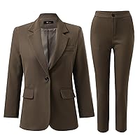 Womens Two Piece Casual Outfits Work Professional Office Shawl Lapel Blazer Jacket and Slim Fit Pants Suit Set
