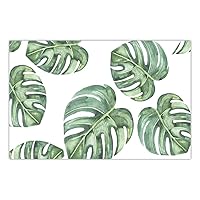 DIGIBUDDHA Monstera Palm Leaf Watercolor Placemats Boho Tropical Green Swiss Cheese Plant Pattern 17” x 11” Paper Place Mats Outdoor Bridal Shower Party Dinner Table Setting 25 Count Disposable Mat