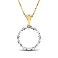 SwaraEcom 14K Yellow Gold Plated Round AAA+ Cubic Zirconia Circle Locket Pendant for Womens Or Girls