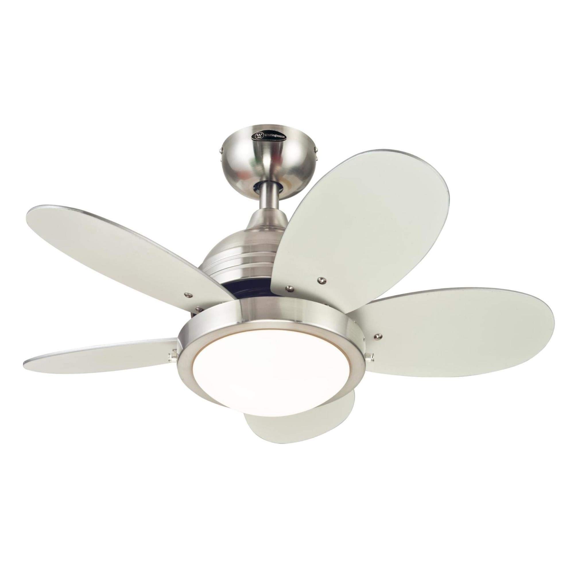 Westinghouse Lighting 7223600 Roundabout Indoor Ceiling Fan with Light, 30 Inch, Brushed Nickel