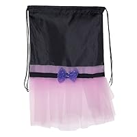 Tutu Dance Cinch Bag, Ballerina Party Favor Backpack, Dance Bags for Girls, Princess Birthday Bags - Black/Pink CA2500TUTU