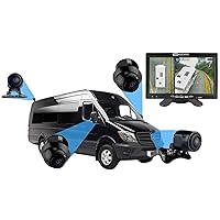 Backup Camera with Monitor - Backup Camera Systems for Vans with 4 Cameras, 7 Inch Monitor, Remote Control, 3D Brain, Trim for Flush Dash Mount, & Accessories, Van Security Camera