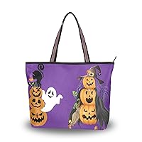 Fall Pumpkin Tote Purse with Pockets and Compartments,Autumn Leaf Tote Bag Zippered