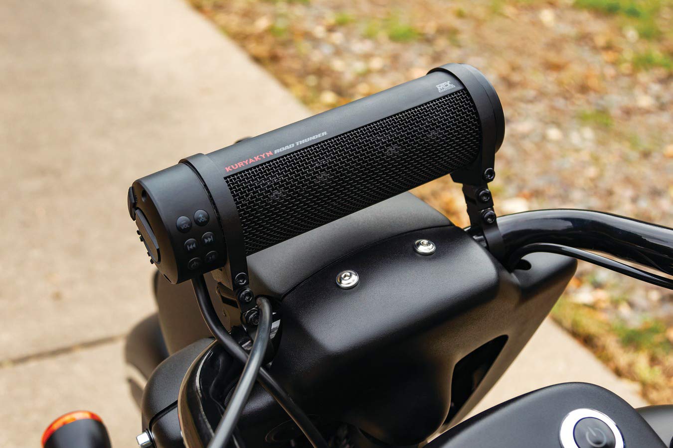 Kuryakyn 2720 MTX Road Thunder Weather Resistant Motorcycle Sound Bar Plus: 300 Watt Handlebar Mounted Audio Speakers with Bluetooth, USB Power Charger, Satin Black