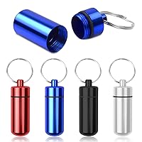 4 Pack Keychain Medication Pill Boxes, Weekly Waterproof Portable Mini Travel Pill Case,7 Day Vitamin Organizer, Daily Medicine Bottle (Aluminum,4 PCS)