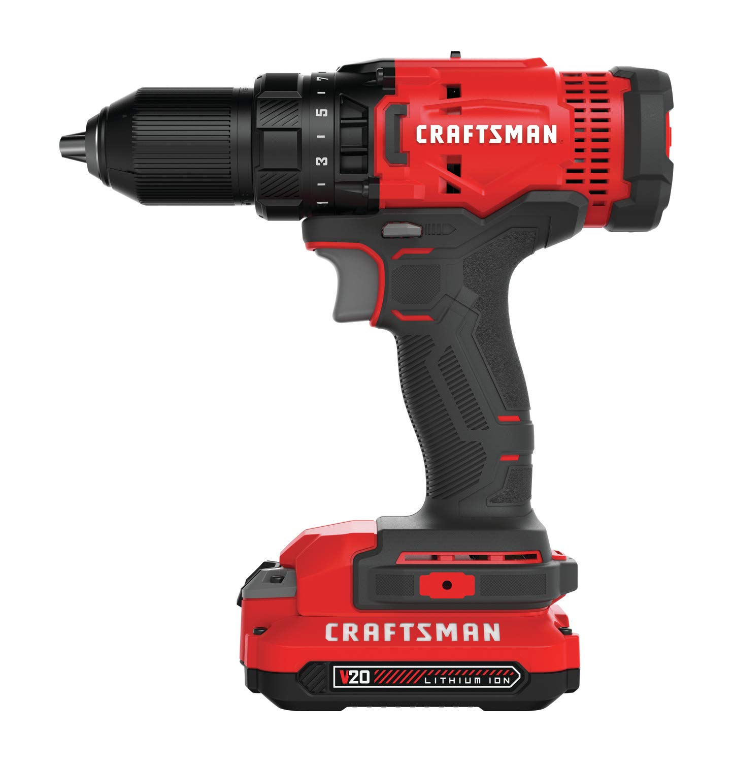 CRAFTSMAN V20 Cordless Drill/Driver Kit, 1/2 inch, Battery and Charger Included (CMCD700C1)