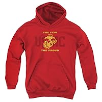 Trevco US Marine Corps Split Tag Unisex Youth Pull-Over Hoodie for Boys and Girls