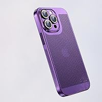 Honeycomb Mesh Heat Dissipation Case for iPhone 14 11 12 13 Pro Max 14 Plus XS Max Phone Cover Electroplated Frame Shell,Purple,for iPhone 12 ProMax