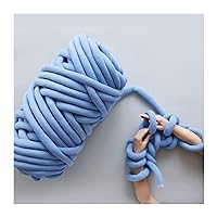 Chunky Yarn,Arm Knitting Yarn 250g Chunky Knit Blanket Yarn Cotton Braid Tube Super Bulky Arm Knitting Alternative Yarn (Color : Blue)
