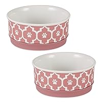 Bone Dry Lattice Collection Pet Bowl & Canister, Small Set, 4.25x2 inches, Rose, 2 Piece