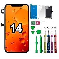 iPhone 14 Screen Replacement, Full HD 6.1-inch LCD Screen and Touch Digitizer Assembly with Repair Tool Kits Waterproof Sticker and Screen Protector Face ID True Tone Programable