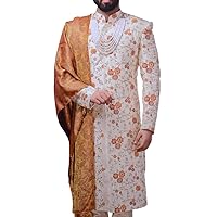 Mens Cream Wedding Sherwani Traditional Groom Sherwani Indian Clothes for Men SH1129