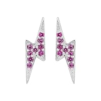 Round Pink Sapphire Unique Design 925 Sterling Silver Beautiful Push Back Stud Earring