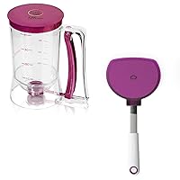 KPKitchen Pancake Batter Dispenser and Pancake Spatula Flipper - Perfect Baking Tool for Cupcakes, Waffles, Crepes, Cake or Any Baked Goods - Heat Resistant Wide Spatula Perfect for Pancakes