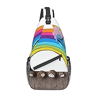 Sling Bag for Women Men Small rainbow Cross Chest Bag Diagonally Casual Fashion Travel Hiking Daypack