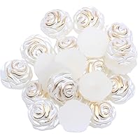 100pcs Resin Pearl Roses Flower FlatBacks Cabochons Decor Bronzing Pearl Beads for Scrapbooking Embellishment DIY Craft Jewelry Making Nail Art Phone Case Hair Accessories 12mm (Gold)