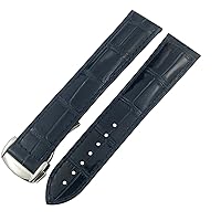 Genuine Leather Watchband 20mm 22mm 18mm 19mm 21mm for Omega Seamaster AT150 Diver 300 De Ville Cowhide Alligator Watch Strap (Color : Blue, Size : 22mm for OMG)
