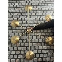 Spider Style Mid Century Row Brass Wall Sconce Round Brass Indoor Wall Lamp 6 Lights