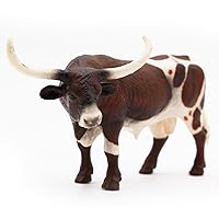 Gemini&Genius Farm Animal Toys, Longhorn Cow Action Figure, Hand Painted, 6 Inches Length, Realistic and Durable Farm Toys for Children Boys and Girls Gift (189)