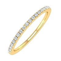 FINEROCK 14K Gold Half Eternity Diamond Wedding Band Ring for Women (0.15 Carat)