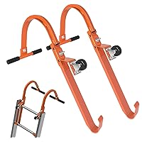 2 Pack Ladder Roof Hook with Wheel Heavy Duty Steel Ladder Stabilizer, Roof Ridge Extension, Rubber Grip T-Bar for Damage Prevention, 360 lbs Weight Ratin, Fast & Easy to Access Steep Roofs(Patent)