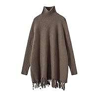 Autumn and Winter 100% Cashmere Sweater Women's Turtleneck Thickened Warm Sweater Loose Large Size Knitted Pullover