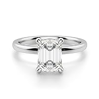 Siyaa Gems 2.20 CT Emerald Cut Colorless Moissanite Engagement Ring Wedding Band Gold Silver Solitaire Ring Halo Ring Vintage Antique Anniversary Promise Bridal Ring