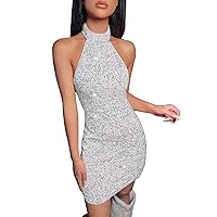 Gowns for Short Women V Neck Backless Sleeveless Ruched Sequin Bodycon Mini Dress Cut Gown