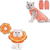 Avont Cat Recovery Suit Bundle with Cat Cone Collar Soft