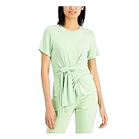 Alfani Womens Green Stretch Short Sleeve Scoop Neck Top Petites PS